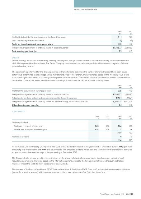 ANNUAL REPORT AND ACCOUNTS 2012 - RSA, Annual Report ...