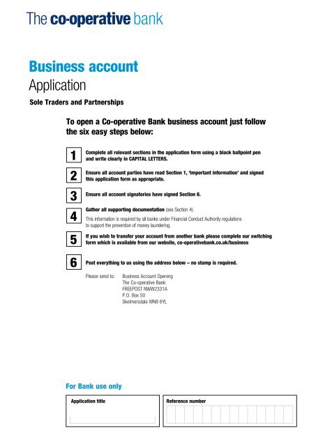 Business account Application - The Co-operative Bank