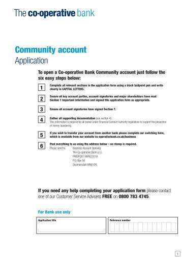Community account Application - The Co-operative Bank