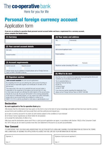 Personal foreign currency account Application form - The Co ...