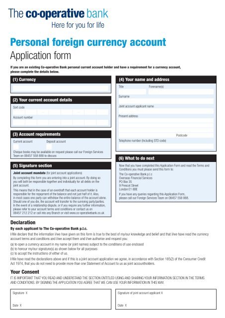 Personal foreign currency account Application form - The Co ...