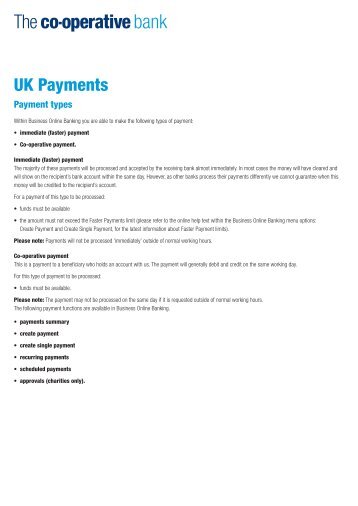 UK Payments - The Co-operative Bank