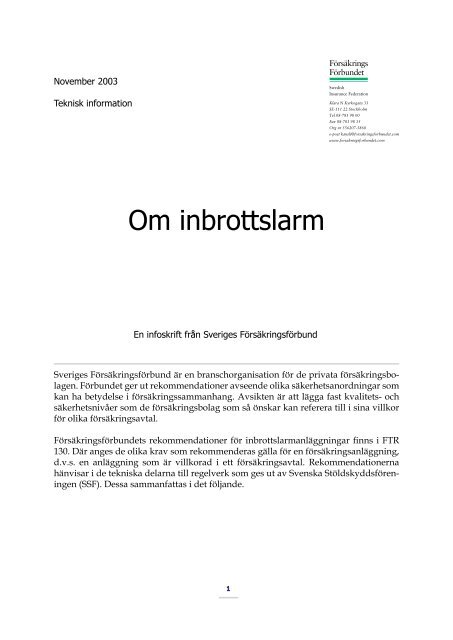 Om inbrottslarm - Svensk FÃ¶rsÃ¤kring