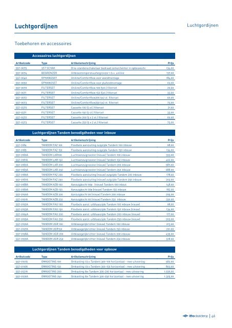 Itho Daalderop Prijslijst totaal assortiment