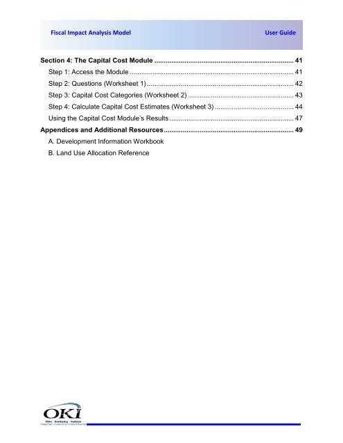 FIAM USER GUIDE COVER II - Fiscal Impact Analysis Model - OKI