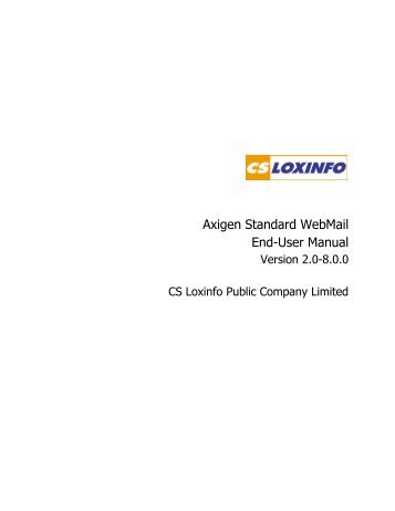 Axigen Standard WebMail End-User Manual - CS LoxInfo