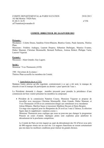COMITE DEPARTEMENTAL de PARIS NATATION 31/01/2010