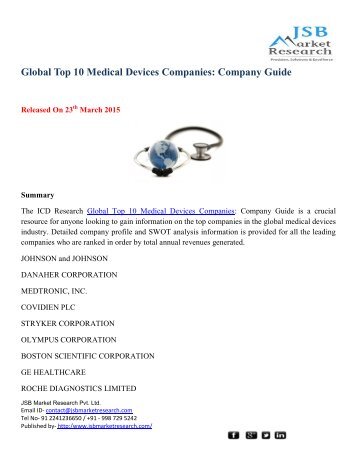 JSB Market Research: Global Top 10 Medical Devices Companies: Company Guide