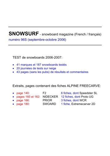 SNOWSURF- snowboard magazine (French ... - Extremecarving.com