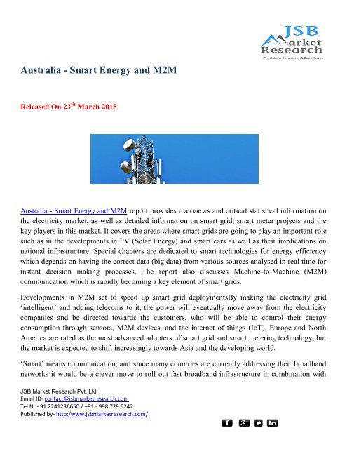 JSB Market Research: Australia - Smart Energy and M2M