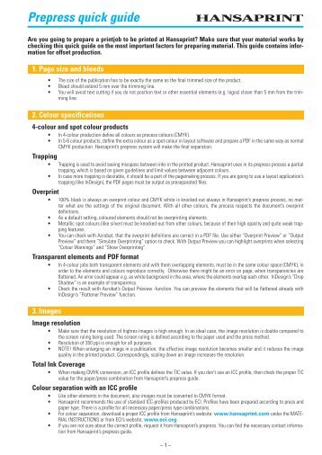 Prepress quick guide - Hansaprint