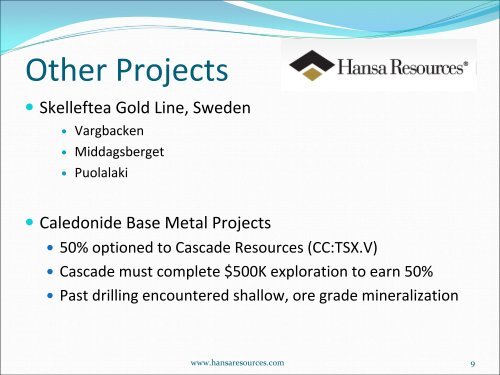 Exploring Sweden - Hansa Resources Ltd.
