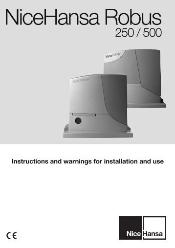 Hansa Robus 250 - Instalation Manual - nicehansa.co.za