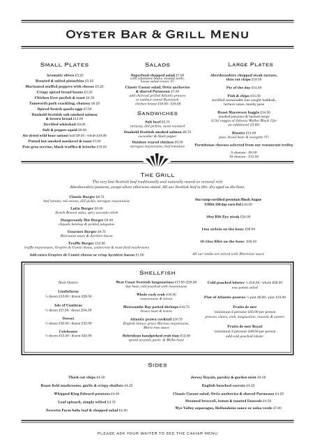 Oyster Bar Menu - Boisdale