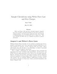 Sample Calculations using Weber Force Law and Free ... - Kurt Nalty