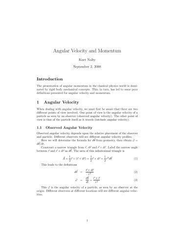 Angular Velocity and Momentum - Kurt Nalty