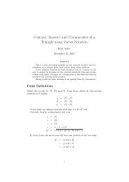 Centroid, Incenter and Circumcenter of a Triangle using ... - Kurt Nalty