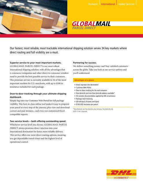 Problema Prehistórico tristeza Globalmail Parcel Direct - DHL Global Mail