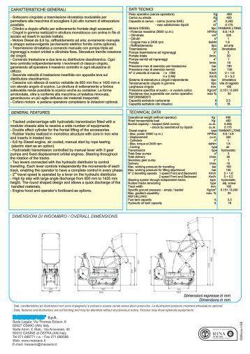 DIMENSIONI DI INGOMBRO / OVERALL DIMENSIONS