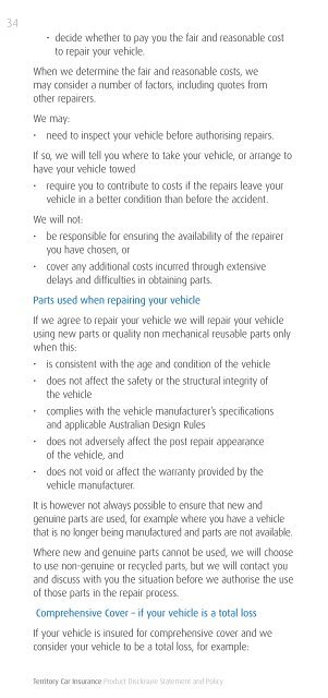 Territory Car Insurance Product Disclosure Statement and Policy. - TIO