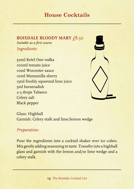 The Boisdale Cocktail List