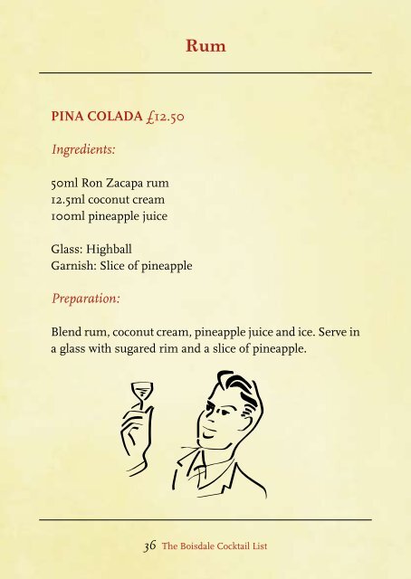 The Boisdale Cocktail List