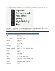 Remote Type 12 (UEI Codelist) - Virgin Media