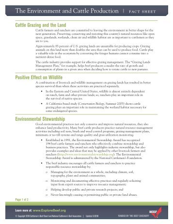 The Environment and Cattle Production | fact sheet - Explore Beef