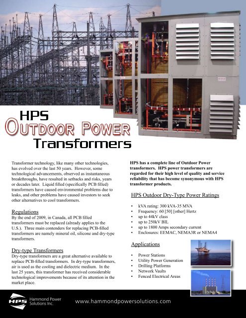 HPS Power Transformer Brochure - Hammond Power Solutions