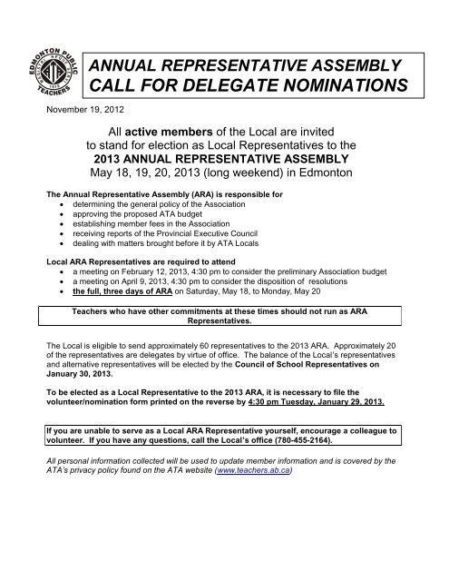 ARAVolunteer/Nomination Form - Local37.teachers.ab.ca - Alberta ...