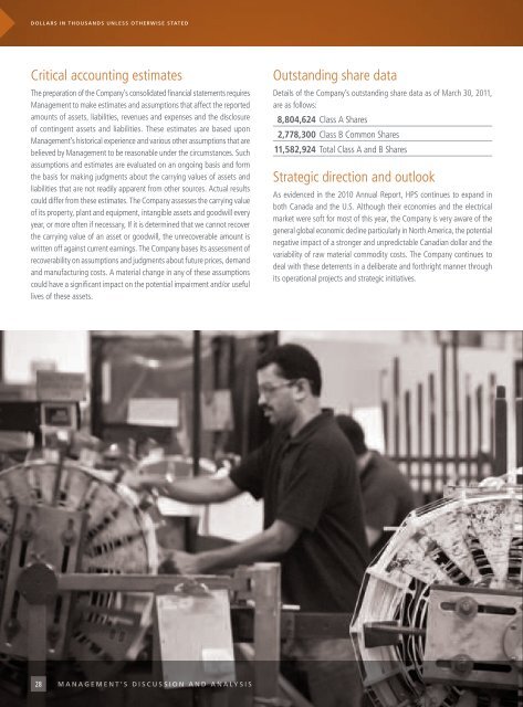 Hammond Power Solutions | Annual Report 2010