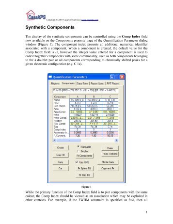 Component Display Options - CasaXPS