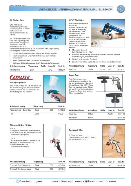 KENT Produktübersicht – Automotive