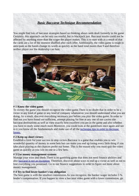 Basic Baccarat Technique Recommendation