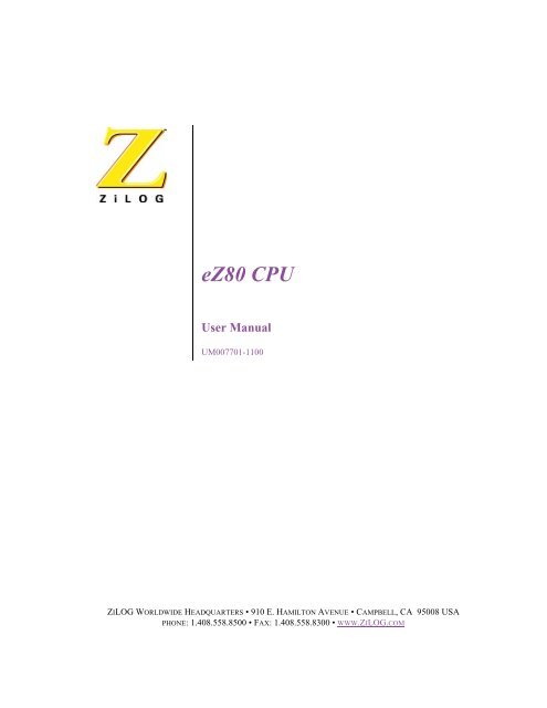 eZ80 CPU - writeframeofmind.biz