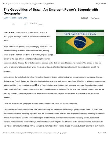 The Geopolitics of Brazil: An Emergent Power's ... - Blog do Alon