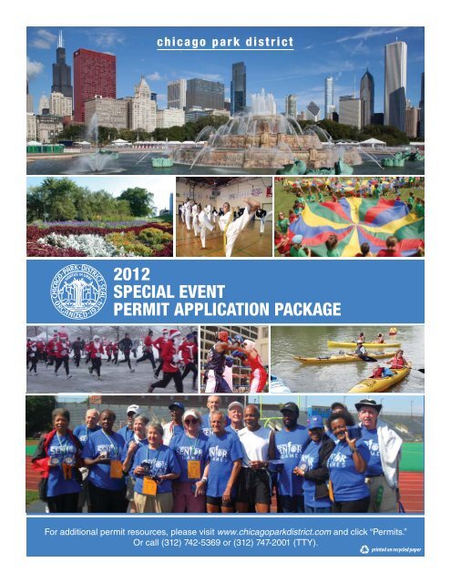 2012 Special Event Permit Application Package Chicago Park District