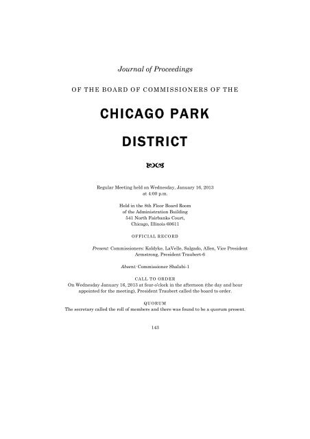 CHICAGO PARK DISTRICTï 