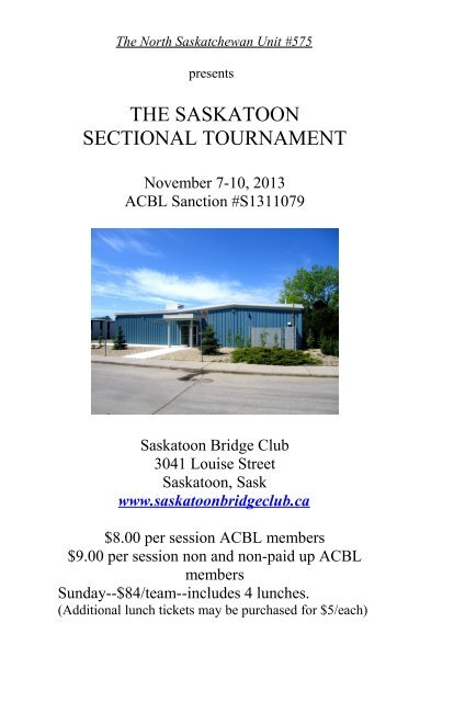 Saskatoon Sectional November - saskatoon bridge club