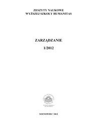 ZarzÄdzanie, Zeszyt 1/2012 - WyÅ¼sza SzkoÅa Humanitas