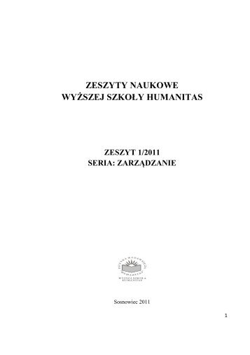 zeszyty naukowe wyÅ¼szej szkoÅy humanitas - WyÅ¼sza SzkoÅa ...