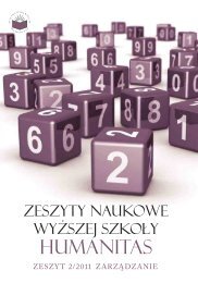 ZarzÄdzanie, Zeszyt 2/2011 - WyÅ¼sza SzkoÅa Humanitas