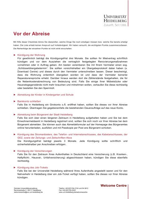 Vor Der Abreise Checkliste Zuv