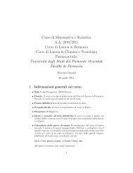 Corso di Matematica e Statistica A.A. 2010/2011 Corso di ... - Farmacia