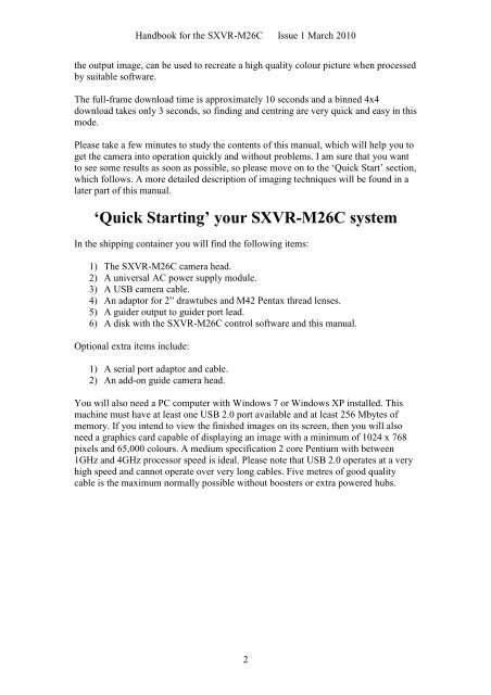 SXVR-M26C handbook.pdf - Starlight Xpress