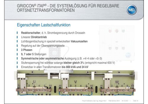 Der regelbare Ortsnetztransformator im Verteilnetz - FGE