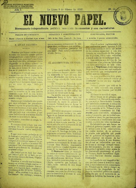 El Nuevo Papel del 03 de febrero de 1887