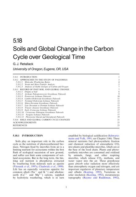 5.18 Soils and Global Change in the Carbon Cycle over Geological ...