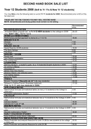 SECOND HAND BOOK SALE LIST - Mercedes College