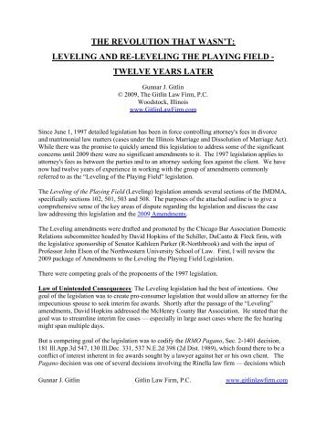 Illinois Attorney's Fees and the Leveling the Playing Field Act